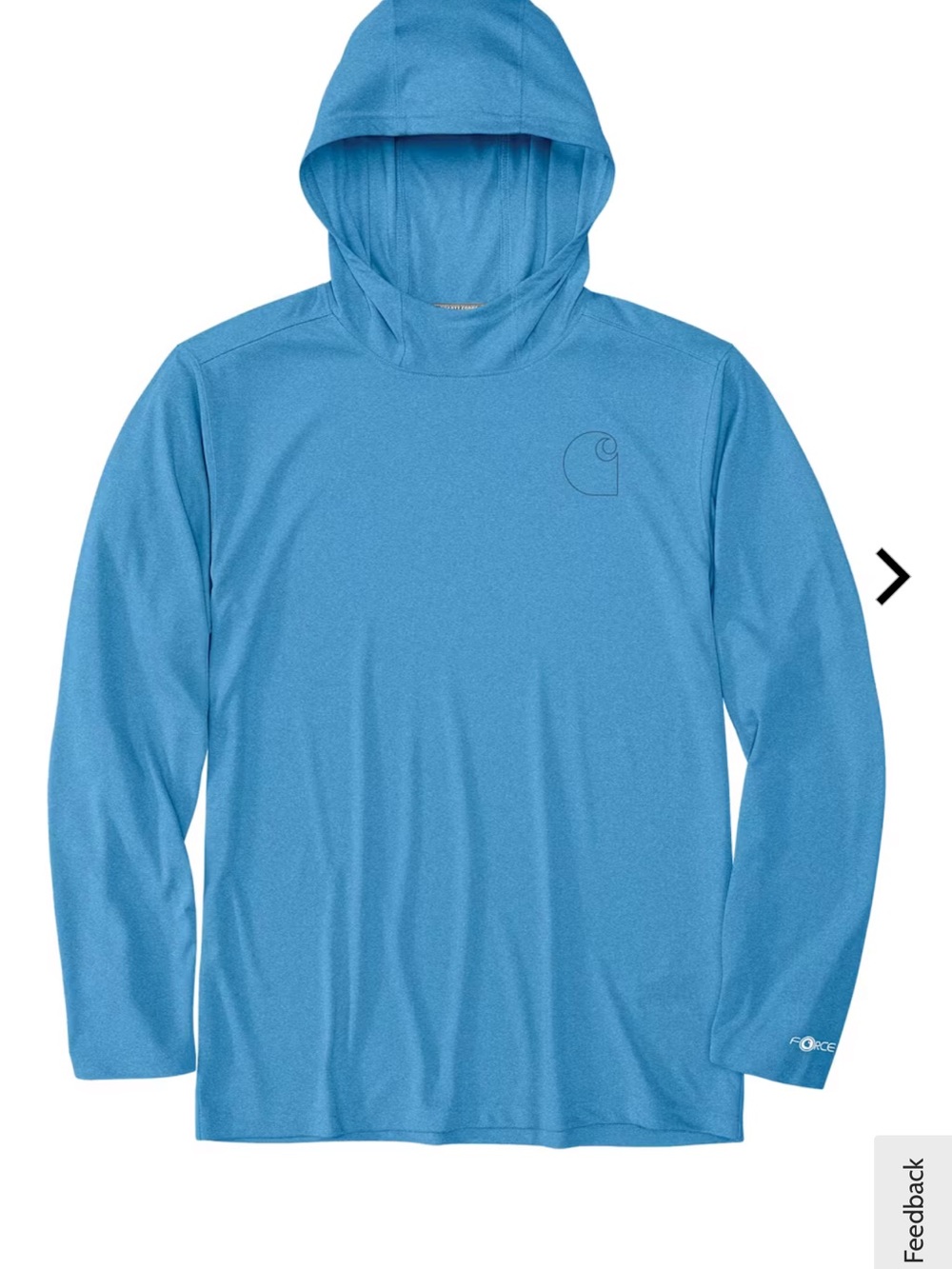 Carhartt Light Blue Hooded Long-Sleeve Performance Top 
SIZE: XL